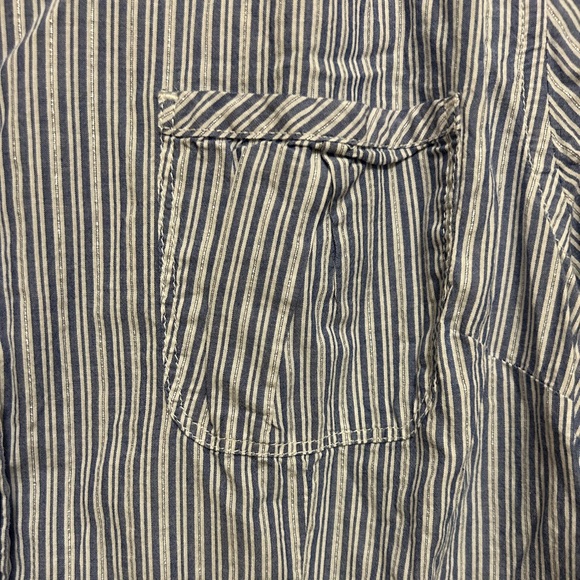 Tommy Hilfiger Striped Ruffle Roll Tab Button Down Women Top‎ Size Extra Large - Picture 5 of 9